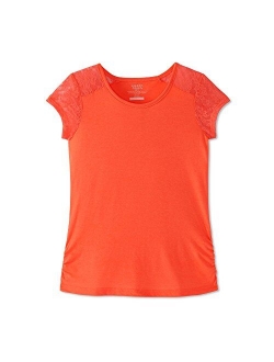 Girls' Short Sleeve Lace Shoulder Tee