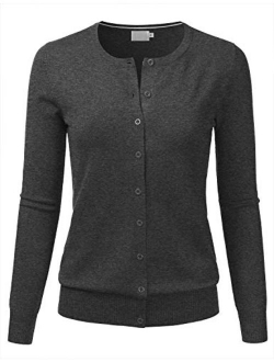 LALABEE Women's Crewneck Long Sleeve Button Down Knit Cardigan Sweater