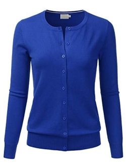 LALABEE Women's Crewneck Long Sleeve Button Down Knit Cardigan Sweater