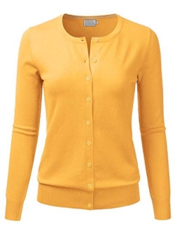 LALABEE Women's Crewneck Long Sleeve Button Down Knit Cardigan Sweater