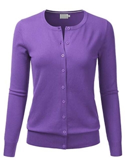 LALABEE Women's Crewneck Long Sleeve Button Down Knit Cardigan Sweater