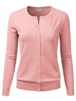 LALABEE Women's Crewneck Long Sleeve Button Down Knit Cardigan Sweater