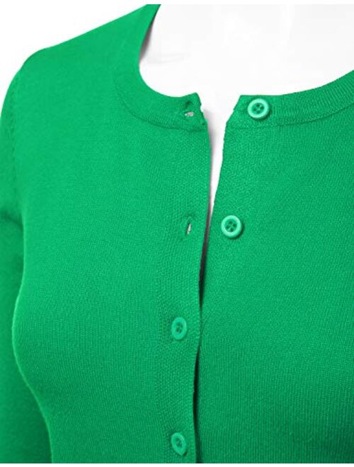 LALABEE Women's Crewneck Long Sleeve Button Down Knit Cardigan Sweater