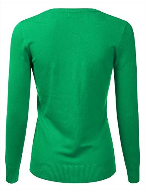 LALABEE Women's Crewneck Long Sleeve Button Down Knit Cardigan Sweater