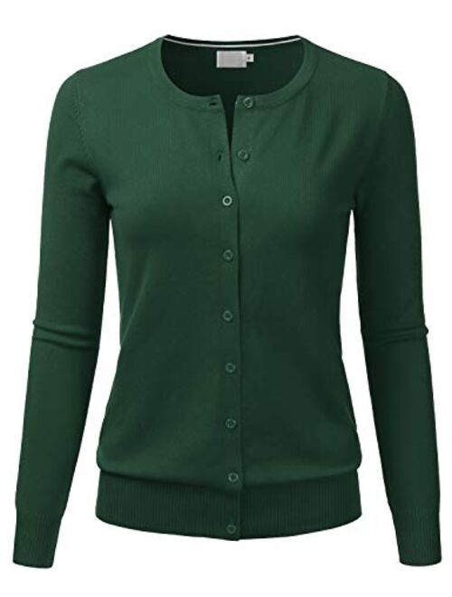 LALABEE Women's Crewneck Long Sleeve Button Down Knit Cardigan Sweater