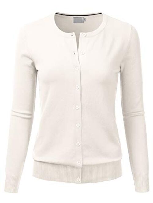 LALABEE Women's Crewneck Long Sleeve Button Down Knit Cardigan Sweater