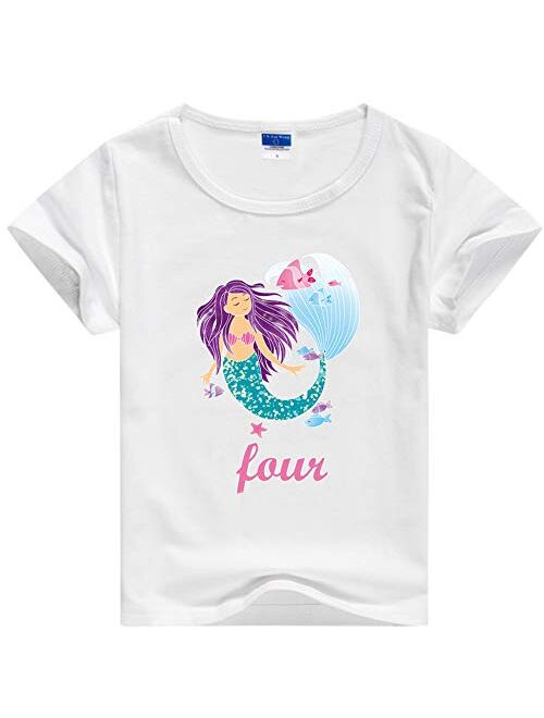 Girls Mermaid Birthday Party Tshirt, 3rd - 8th