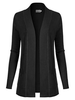 Design by Olivia Women's Open Front Long Sleeve Classic Knit Cardigan