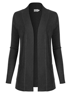 Design by Olivia Women's Open Front Long Sleeve Classic Knit Cardigan