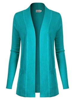 Design by Olivia Women's Open Front Long Sleeve Classic Knit Cardigan