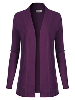 Design by Olivia Women's Open Front Long Sleeve Classic Knit Cardigan