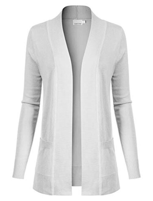 Design by Olivia Women's Open Front Long Sleeve Classic Knit Cardigan