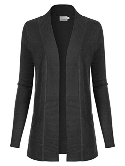 Design by Olivia Women's Open Front Long Sleeve Classic Knit Cardigan