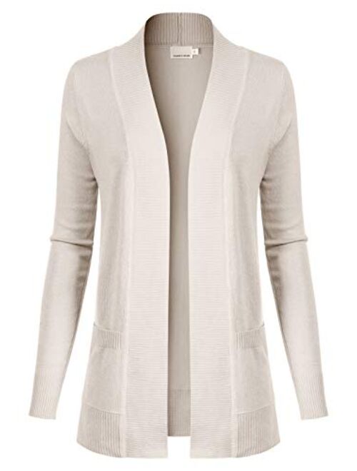 Design by Olivia Women's Open Front Long Sleeve Classic Knit Cardigan