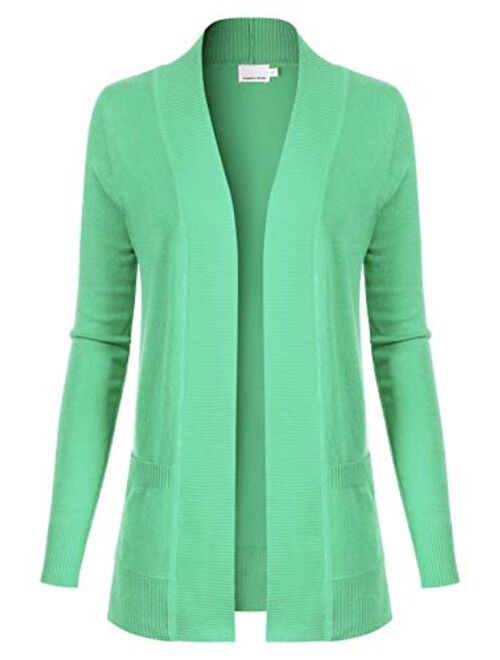 Design by Olivia Women's Open Front Long Sleeve Classic Knit Cardigan