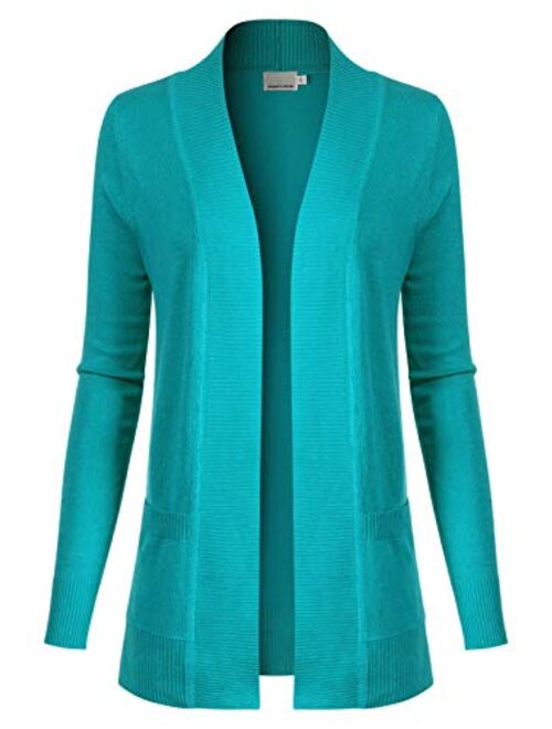 Design by Olivia Women's Open Front Long Sleeve Classic Knit Cardigan