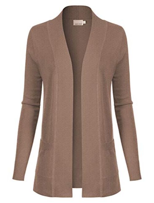 Design by Olivia Women's Open Front Long Sleeve Classic Knit Cardigan