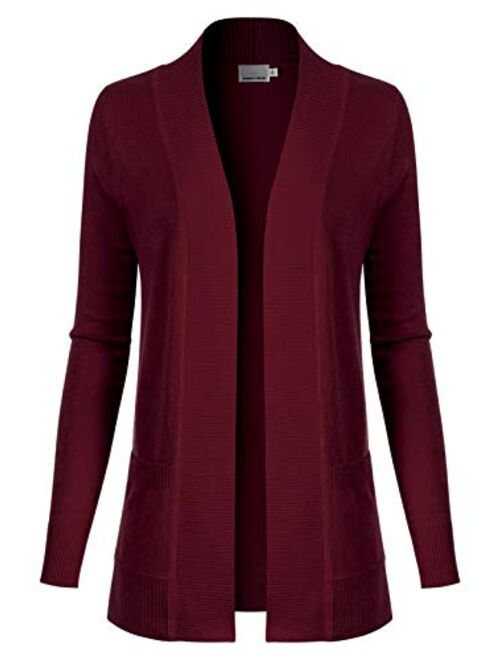 Design by Olivia Women's Open Front Long Sleeve Classic Knit Cardigan