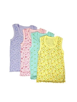 I&S Girl's 4 Pack Sleeveless Tank Tops Soft Cotton Undershirts