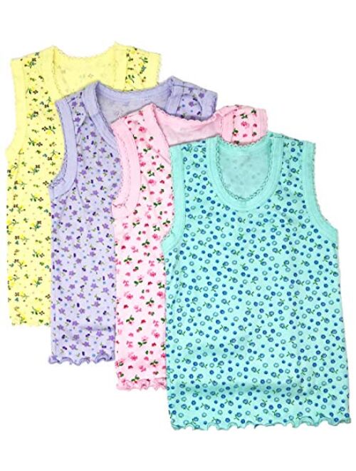 I&S Girl's 4 Pack Sleeveless Tank Tops Soft Cotton Undershirts