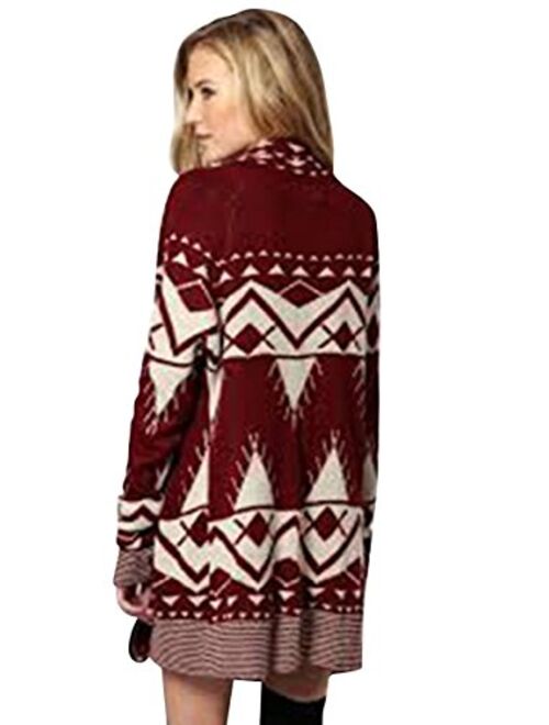 girltalkfashions Women Aztec Long Sleeve Chuncky Open Cardigan Original with Reviews