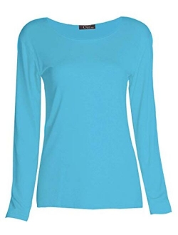 Loxdonz Girls Plain Long Sleeve Scoop Neck T-Shirt Top Kids Basic Stretchy Top