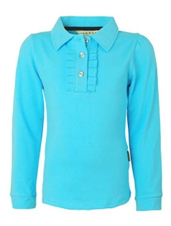 Ipuang Girl Long Sleeve Cotton Ruffle Polo Shirt Top