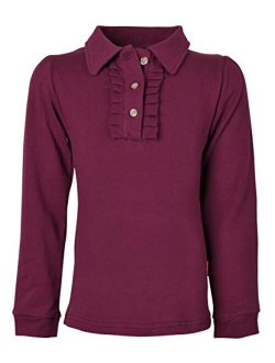 Ipuang Girl Long Sleeve Cotton Ruffle Polo Shirt Top