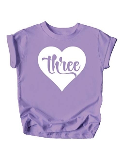 Three in Heart 3rd Birthday Girls Shirt for Toddler Girls Third Birthday Outfit