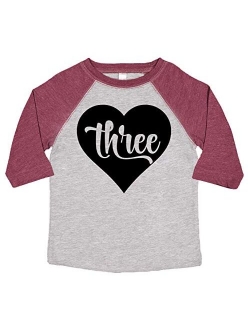 Three in Heart 3rd Birthday Girls Shirt for Toddler Girls Third Birthday Outfit