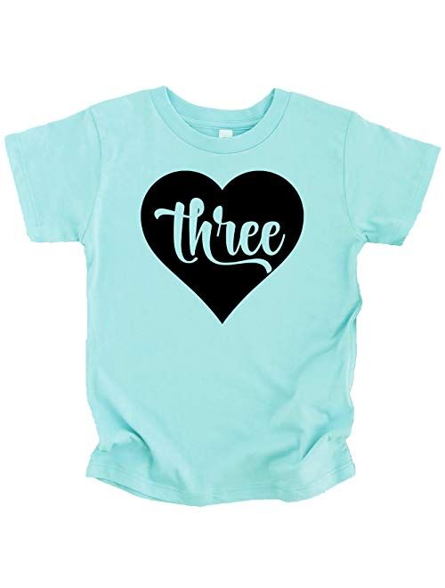 Three in Heart 3rd Birthday Girls Shirt for Toddler Girls Third Birthday Outfit