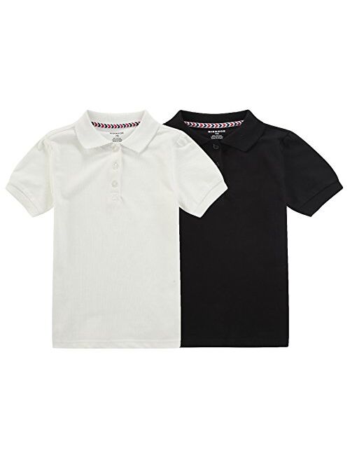 Bienzoe Girl's School Uniform Breathable Short Sleeve Polo 2pcs Pack