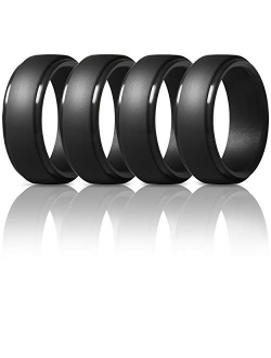 ThunderFit Men's Silicone Ring, Step Edge Rubber Wedding Band, 10mm Wide, 2.5mm Thick