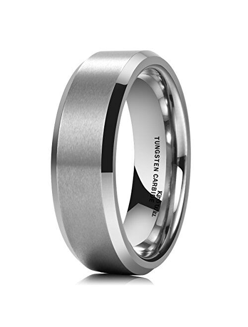 King Will Basic Wedding Band For Men Tungsten Carbide Ring Engagement Ring Comfort Fit Beveled Edges