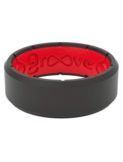 Groove Life Silicone Wedding Ring for Men - Breathable Rubber Rings for Men, Lifetime Coverage, Unique Design, Comfort Fit Mens Ring - Edge Original