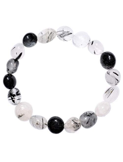 Zenergy Gems Charged Natural Gemstone Crystal Nugget Bead Bracelet + Selenite Charging Heart [Included]