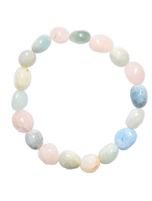 Zenergy Gems Charged Natural Gemstone Crystal Nugget Bead Bracelet + Selenite Charging Heart [Included]