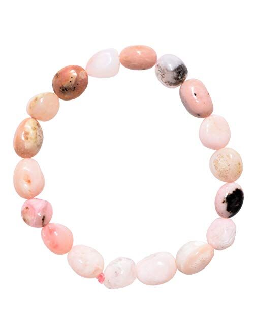 Zenergy Gems Charged Natural Gemstone Crystal Nugget Bead Bracelet + Selenite Charging Heart [Included]