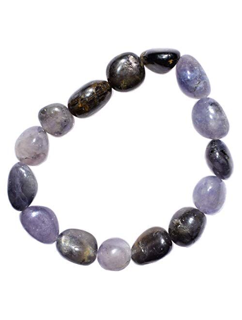 Zenergy Gems Charged Natural Gemstone Crystal Nugget Bead Bracelet + Selenite Charging Heart [Included]