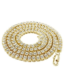 NIV'S BLING Tennis Chain for Men and Women 14K Gold Plated Iced Lab Diamond 1 Row Necklace (Yellow/Black/White/Canary)