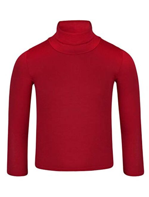 LOTMART Kids Plain Basic Long Sleeve Slim Fit Turtleneck Shirt