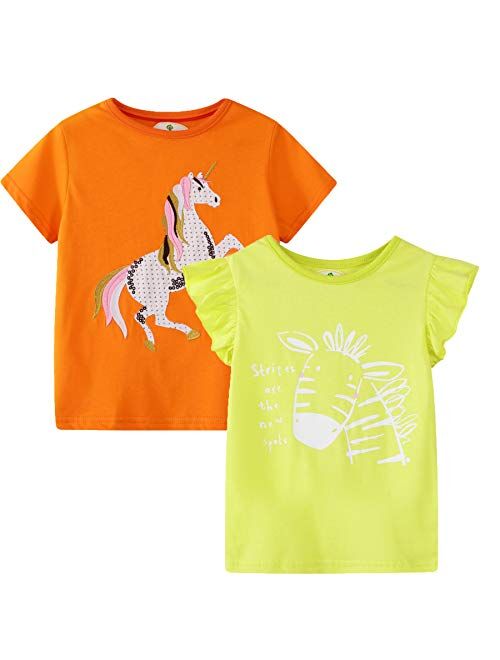 MSSMART Toddler Girl Summer Shirts Short Sleeve Cotton Tee Size 18M-7T