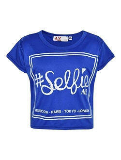 A2Z 4 Kids Girls Top Kids #Selfie Print Stylish Fahsion Trendy T Shirt Crop Top