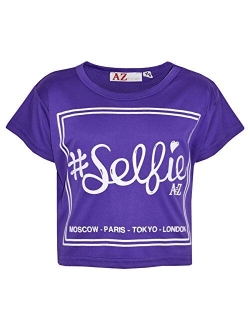 A2Z 4 Kids Girls Top Kids #Selfie Print Stylish Fahsion Trendy T Shirt Crop Top