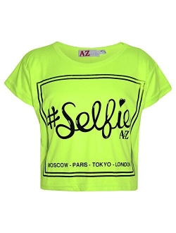 A2Z 4 Kids Girls Top Kids #Selfie Print Stylish Fahsion Trendy T Shirt Crop Top