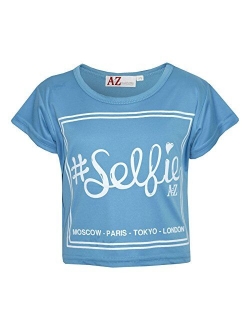 A2Z 4 Kids Girls Top Kids #Selfie Print Stylish Fahsion Trendy T Shirt Crop Top