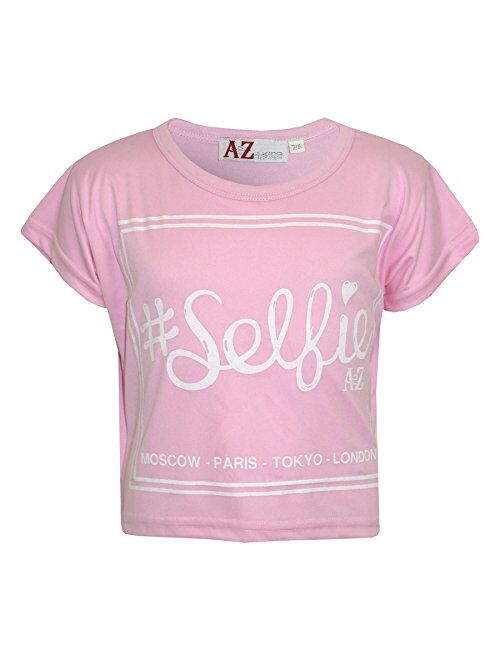 A2Z 4 Kids Girls Top Kids #Selfie Print Stylish Fahsion Trendy T Shirt Crop Top