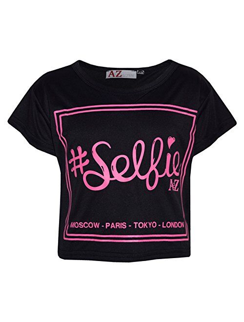 A2Z 4 Kids Girls Top Kids #Selfie Print Stylish Fahsion Trendy T Shirt Crop Top