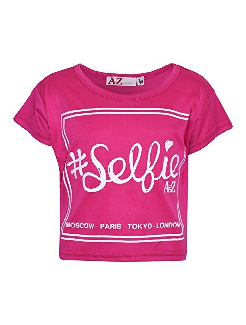 A2Z 4 Kids Girls Top Kids #Selfie Print Stylish Fahsion Trendy T Shirt Crop Top