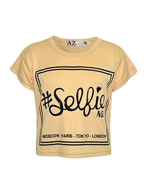 A2Z 4 Kids Girls Top Kids #Selfie Print Stylish Fahsion Trendy T Shirt Crop Top